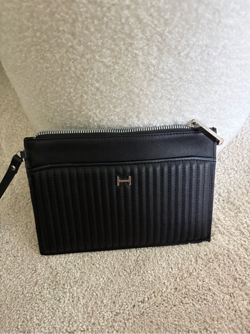 H by Halston Black Quilted Wristlet Clutch